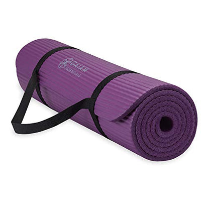 Gaiam Yoga Mat, Pilates & Exercise Mat, Thick Mat 2/5" (10mm) Workout Mat with Easy-Cinch Carrying Strap for Home & Gym Workouts - color: Purple
