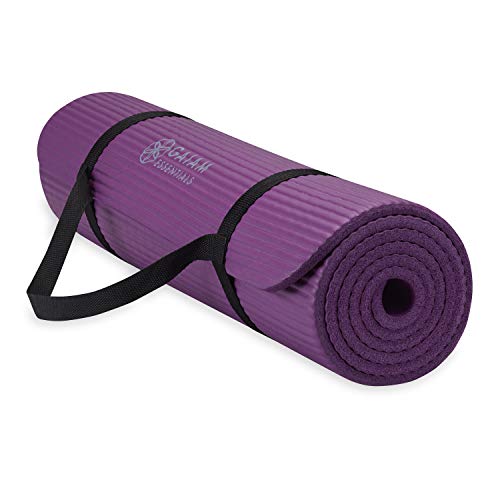 Gaiam Yoga Mat, Pilates & Exercise Mat, Thick Mat 2/5" (10mm) Workout Mat with Easy-Cinch Carrying Strap for Home & Gym Workouts - color: Purple