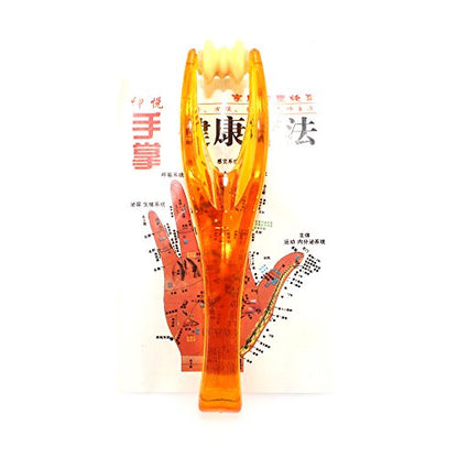 2 Pieces Orange Finger Joints Massager Hand Handheld Blood Circulation Tool Stress Relief Plastic Care Relax Double Rubber Roller Massage (2)