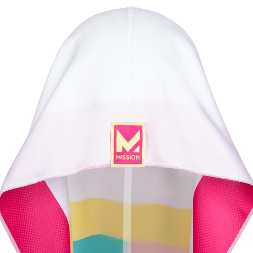 MISSION Reversible Cooling Hoodie Towel- Hood Towel, Cools Instantly When Wet, UPF 50 Sun Protection, Contours Your Head to Stay in Place, Great for Sports, Fitness, Gym (White Multi) - color: White Multi