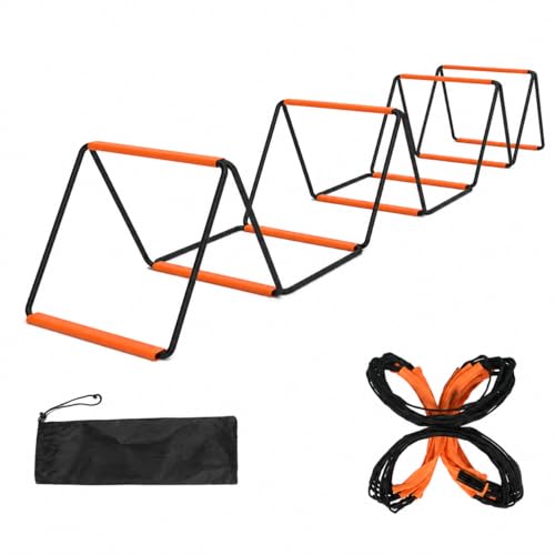 4m Folding Agility Ladder, Steel Wire Soccer Training Equipment for Speed, Athletes & ES, with Storage Bag