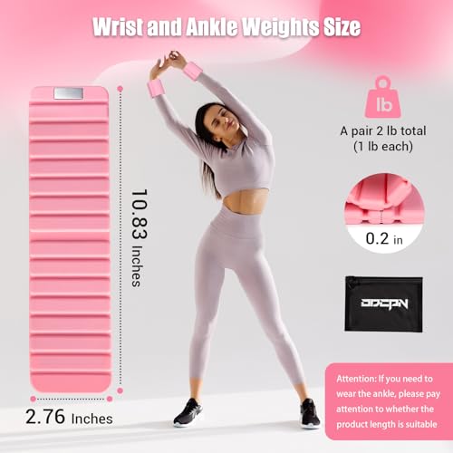 Pilates Wrist Weights for Women, Wearable Strong Magnetic Arm & Leg Weights Set of 2(1 lb Each), Adjustable Wrist Weights for Walking, Yoga, Strength Training, Swimming, Running & Jogging - color: Pink