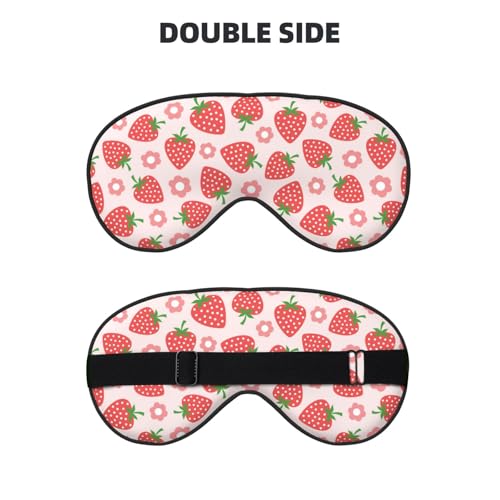 Pink Strawberry Floral Sleep Mask Eye Mask with Adjustable Strap Eye Sleep Shade Cover Blocks Light for Women Men Airplane Travel Nap - color: Pink Strawberry Floral