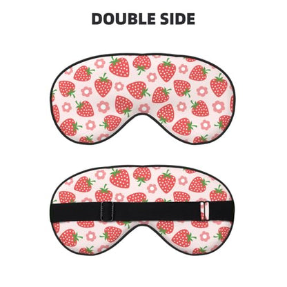 Pink Strawberry Floral Sleep Mask Eye Mask with Adjustable Strap Eye Sleep Shade Cover Blocks Light for Women Men Airplane Travel Nap - color: Pink Strawberry Floral