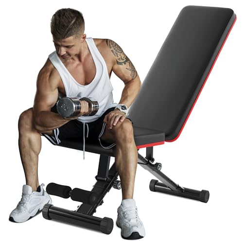 OLIXIS Adjustable Weight Bench for Full Body Strength Training, Foldable Workout Bench with Incline Flat Positions, 795 lbs Capacity Dumbbell Bench for Home Gym, Sit Up, Press, and Ab Exercises