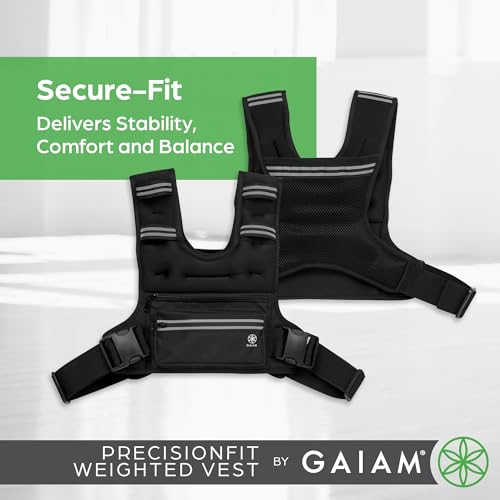 Gaiam Weighted Vest for Women and Men, Adjustable Weighted Workout Vest for Walking, Running, Strength Training
