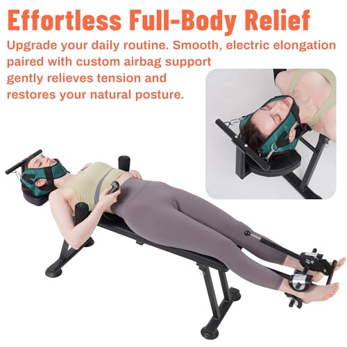 Electric Spinal Decompression Table, 400 LBS Heavy Duty Motorized Full Body Traction Table, Non-Inversion Spine Stretcher Bench for Safe Daily Use
