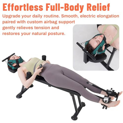 Electric Spinal Decompression Table, 400 LBS Heavy Duty Motorized Full Body Traction Table, Non-Inversion Spine Stretcher Bench for Safe Daily Use
