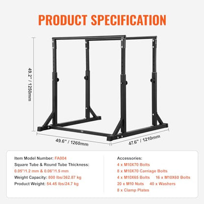 VEVOR Dip Bar, 800 lbs Capacity, Heave Duty Dip Stand Station with Adjustable Height, Fitness Workout Dip Bar Station Stabilizer Parallette Push Up Stand, Parallel Bars for Strength Training Home Gym