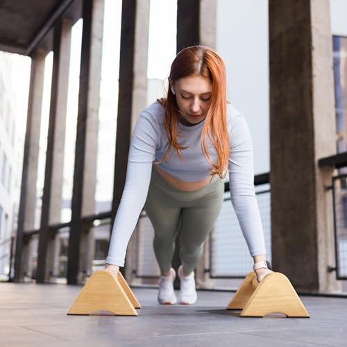 Solid Wood Calisthenics Parallettes Bars Push up Handles 1 Pair, Strength Training Pushup Stands, Parallel Pushup Handstand Bars for Home Gym Workout