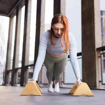 Solid Wood Calisthenics Parallettes Bars Push up Handles 1 Pair, Strength Training Pushup Stands, Parallel Pushup Handstand Bars for Home Gym Workout