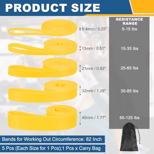 Resistance Bands for Working Out, Pull Up Bands, Pull Up Assistance Straps with Carry Bag for Home/Gym - color: Yellow