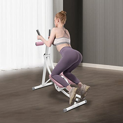 Ab Machine Abdominal Crunch Core Workout Equipment Foldable Exercise Ab Trainer Machine Coaster Abdominal/Core Fitness All Training Equipment Levels for Home & Gym - size: 41.33*15.74*43.3in Pink