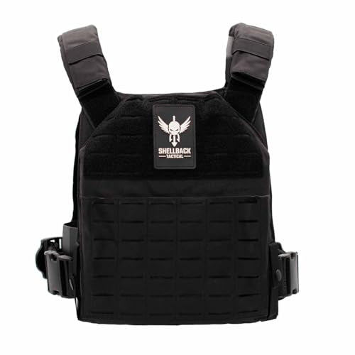 Shellback tactical Physical Fitness Training Vest – Adjustable Weighted Workout Vest for 10x12 Training Plates - color: Black
