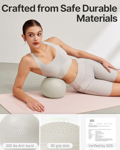 YOTTOY Small Exercise Ball，9-inch Pilates Ball with Anti-Burst Technology for Stability, Ideal for Yoga, Pilates, Physical Therapy & Home Workouts - color: White