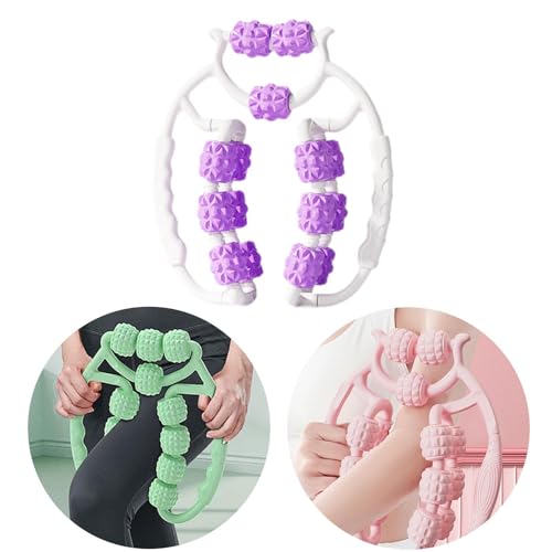 Massage Roller for Legs Foam Roll 15 Wheels Portable Exercise 360 ° Deep Tissue Massage Tool for Gym Physics, Violet - color: Violet
