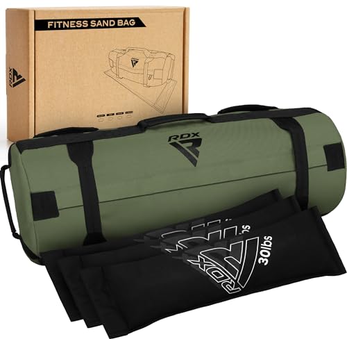 RDX Sandbag for Fitness Weights Training, Unfilled Power Bags with Handles, 5-200 LBs Adjustable Weighted Slam Bag for Strength Powerlifting Running Heavy Workout Home Gym Exercise, Sold AS UNFILLED - color: ARMY GREEN, size: 5 TO 25 LB