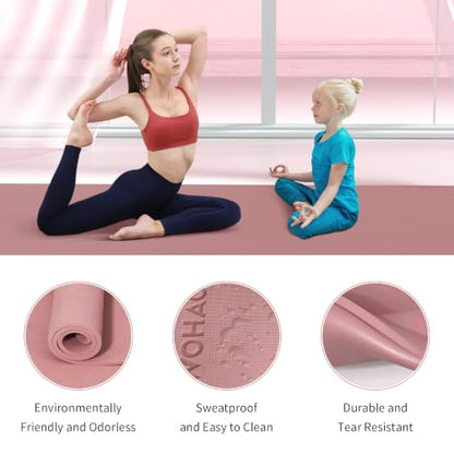 Extra Wide & Thick 8mm Yoga Mat, 72"x31.5" - color: Dull Pink