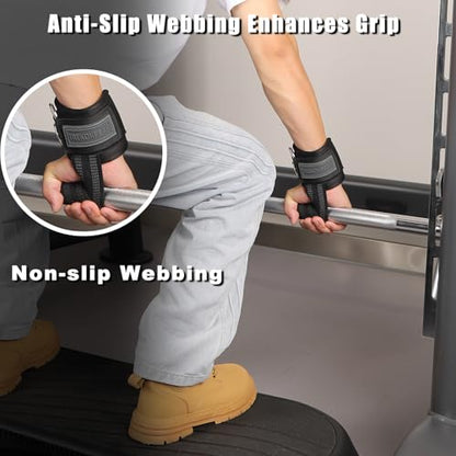 Weight Lifting Straps with D Rings, 2-in-1 Non-Slip Wrist Straps for Weightlifting, Workout Straps for Men Women, Gym Straps for Cable Machine