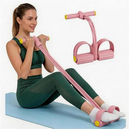 Pedal Resistance Bands with Handles, Upgrade 6-Tubes Manual Tension Training Pedal, Natural Rubber Foot Pedal Resistance Bands, Multifunction Fitness Bands for Abdomen, Waist, Arm, Leg - color: Pink