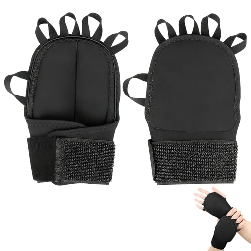 Weighted Training Gloves for Hand Stability and Dexterity - Fingerless Grip Strengthening Gloves for Tremors, Endurance, Boxing, and Fine Motor Skills (Black,Universal size)