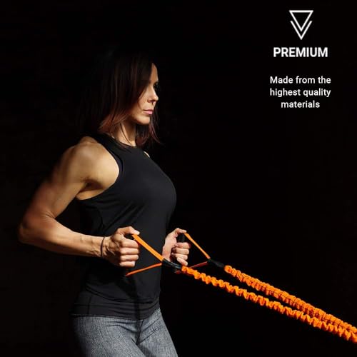 Slastix Toner Resistance Bands with Handles | Safe Sleeve Exercise Bands for Strength Training, Full Body Workouts, and Home Gym Fitness