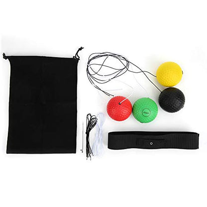 Soft React Head Ball, Boxing Reflex Ball 4 Balls Head‑Mounted Boxing Reflex Ball Set, Boxing Exercise Ball for Fitness Sports, Hand Eye Coordination