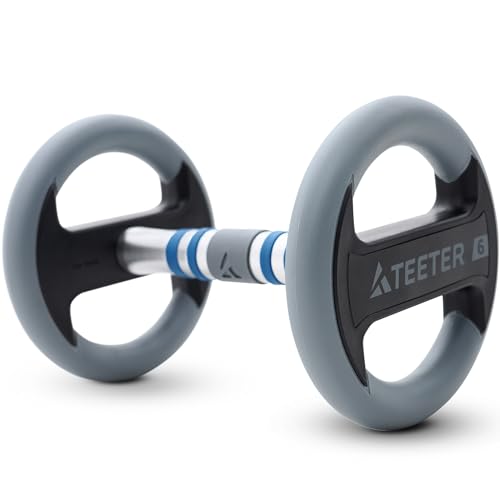 TeeterBell Multi-Grip Weight & Workout App - Dumbbell, Kettlebell & Medicine Ball All-in-one, Low-Impact Cardio and Toning for Functional Fitness - style: 6lb TeeterBell