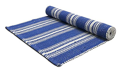 Hand Woven 100% Cotton Yoga Mat- Thick Handloom Made in India- for Gym Floor Exercise - Runner for Bedroom