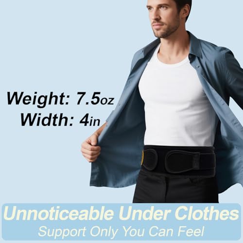 cybryeh Thin & Lightweight Back Brace for Lower Back Pain Relief – Slim, Breathable Back Support Brace for Sciatica, Herniated Disc – Adjustable Lumbar Support Belt for Men & Women, All Day Comfort - size: L/XL(Waist:42''-53'')
