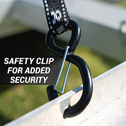 Heavy Duty Motorcycle Tie Down Straps - 1" x 8' Cam Buckle Straps with Soft Loops & Safety Hooks - Secures Motorbikes, Dirtbikes, ATV, UTV - 2 Pack