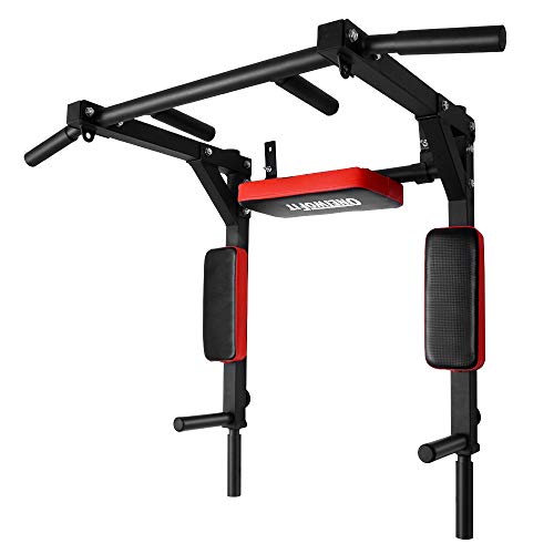 OneTwoFit Multifunctional Wall Mounted Pull Up Bar Chin Up bar Dip Station for Indoor Home Gym Workout, Power Tower Set Training Equipment Fitness Dip Stand Supports to 440 Lbs
