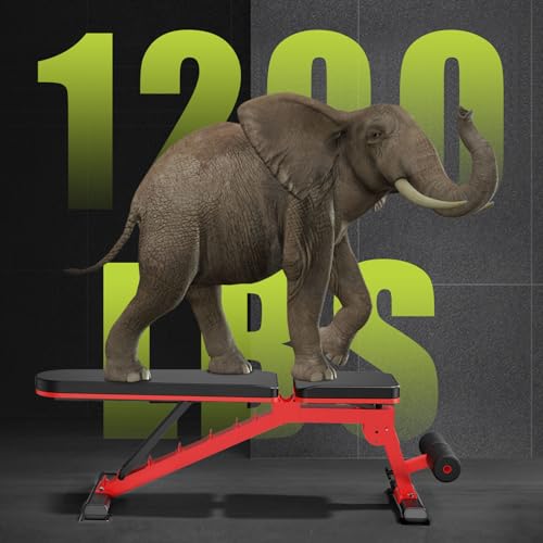 CRYSTAL FIT 1200LB Weight Bench, Heavy Duty Adjustable Weight Bench for Full Body Workout, Foldable Strength Training Bench for Home Gym Dumbbell Exercise