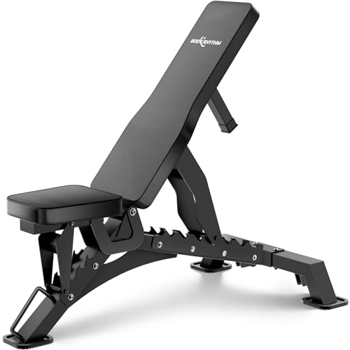 BODYRHYTHM Commercial-grade Weighted Bench, 1300LBS Weight Capacity Strength Training Bench, Heavy-duty Adjustable Workout Bench for Garage and Home Gym Workouts, Weight Lifting, and Bench Press. - color: Black