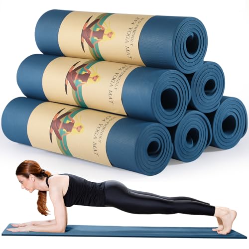 Timgle 6 Pcs 10mm Thick Yoga Mat Bulk 68 x 24 Inches Anti-slip Tear-resistant Exercise Mat Adult Gym Mats for Fitness, Stretching, Workout and Studio, Outdoor Yoga, Pilates