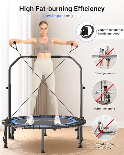 ANCHEER Fitness Trampoline,40"/48" Bungee Rebounder with Adjustable Handle - color: Blue