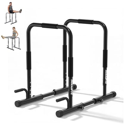 2026 Upgrade Adjustable 2-in-1 Dip Bar Station & Push Up Bars for Home Gym Calisthenics Equipment Parallel Bars with 420LB Stable Design, Functional Heavy Dip Stand,Black - color: Black
