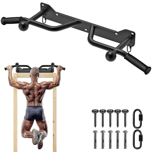 SELEWARE Heavy Duty Welded Pull Up Bar Wall/Joist/Ceiling Mount Chin Up Bar - color: D2: Black Wall Mount Pull Up Bar