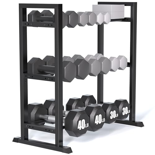 Dumbbell Rack, 2-Tier | 3-Tier Weight Rack for Home Gym, 300LB | 450LB Adjustable Dumbbell Rack Stand Only Weight Storage Rack Gym Organizer - size: 3-Tier dumbell rack
