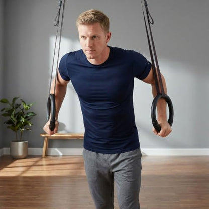 TOYANDONA ABS Gymnastic Rings 1 Pair Black for Home Fitness Workouts