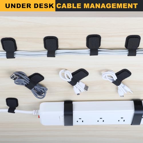 SummerBrite Under Desk Cable Management, Reusable Cable Straps, 56 Pack - color: Black-56pcs