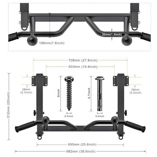 SELEWARE Heavy Duty Welded Pull Up Bar Wall/Joist/Ceiling Mount Chin Up Bar - color: E2: Black Joist Mount Pull Up Bar
