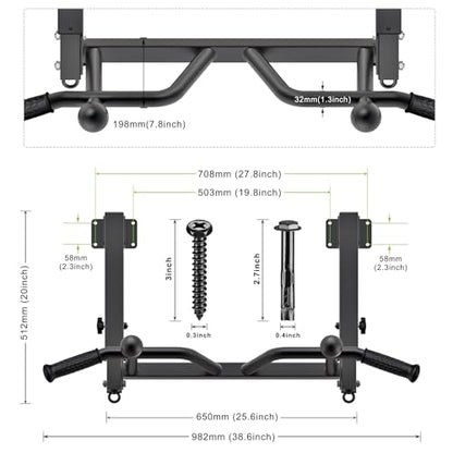 SELEWARE Heavy Duty Welded Pull Up Bar Wall/Joist/Ceiling Mount Chin Up Bar - color: E2: Black Joist Mount Pull Up Bar