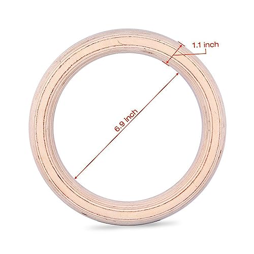 TOYANDONA Birch Wood Gymnastic Rings 250kg Load for Cross Training Workouts
