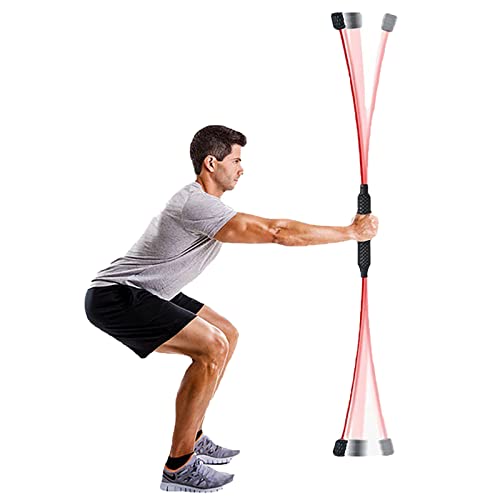 Yoga Starter Set - Flexi Bar, Resistance Band & Shoulder Tube for Elastic Exercise & Training Fitness - color: RED