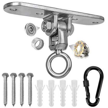 Heavy Duty Swing Hanger with Threaded Buckle 800 LBS Capacity 360+180 Full Swivel Stainless Steel Hammock Hanger Durable Hardware Accessories for Porch, Playground, Yoga, Heavy Bag