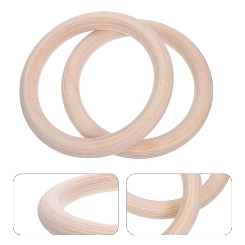 Wood Gymnastic Rings Set 2pcs with Straps for Pull up Strength Training Home Fitness Equipment for Men Full Body Workout