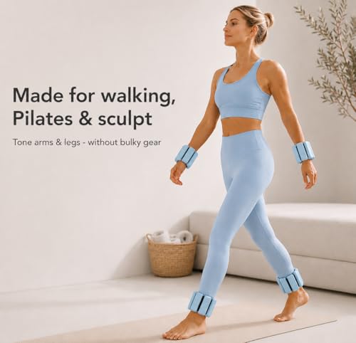 Adjustable Wrist & Ankle Weights for Women & Men – Wearable Weights Set for Walking, Pilates, Yoga, Barre, Running & Home Workouts – Comfortable Silicone Fitness Bands for Strength & Toning