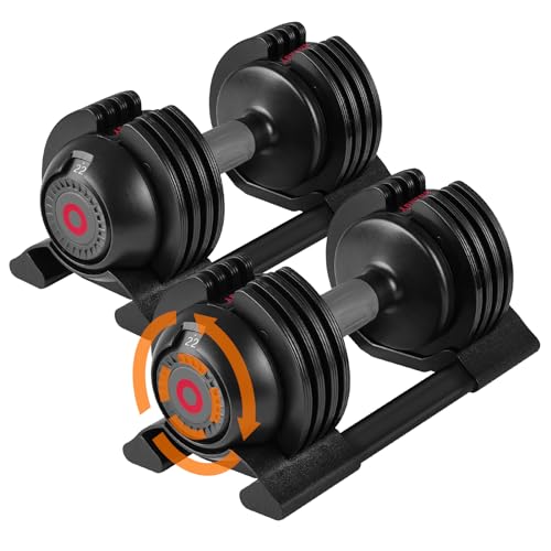 Roinoim 5-in-1 Adjustable Dumbbells Set, 22LB Pair Dumbbell with Anti-Slip Metal Handle for Exercise & Fitness Fast Adjust Weight for Full Body Workout Fitness