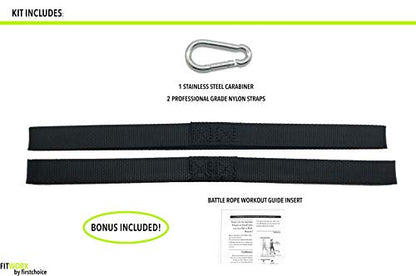 Battle Rope Anchor Strap Kit With Bonus Battle Rope Workout Guide- FitWorx By RadBizz